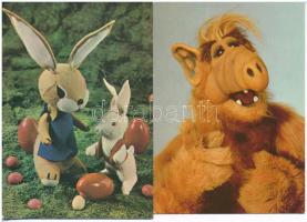 12 db MODERN báb rajzfilm motívumlap / 12 modern puppet cartoon motive postcards