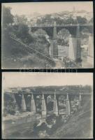 cca 1916 Kamianec-Podilszkij vasúti viadukt. 2 db fotó 18x13 cm