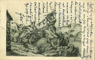 Bekes Dániel csendőr 1915. évben az alsó Kazán-szorosban a Dunán átkelve megsemmisít egy szerb őrséget / WWI Hungarian gendarm in a battle (EK)