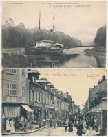 7 db RÉGI francia városképes lap / 7 pre-1945 French town-view postcards: Rouen, Oissel, Le Mont Saint Michel, Fouqueville, Caen, Bacqueville. Fauville