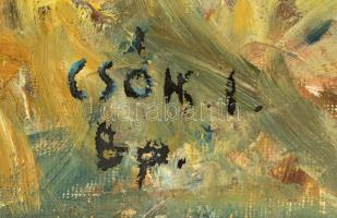 Csók jelzéssel: Csendélet tányérral. Olaj, papír, 40×30 cm