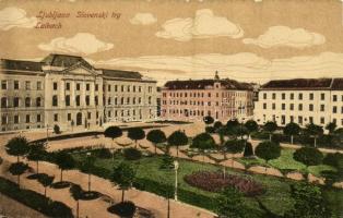 1917 Ljubljana, Laibach; Slovenski trg / square, palace, park