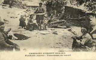 1918 Florina, Campagne dOrient 1914-1918, Tisserandes au travail / WWI, weavers at work, folklore
