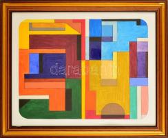 Dévényi János (1956-): Dinamikus kompozíció. akvarell, papír, üvegezett keretben, 40×50 cm
