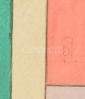 Dévényi János (1956-): Dinamikus kompozíció. akvarell, papír, üvegezett keretben, 40×50 cm