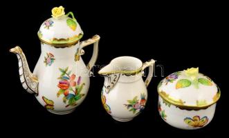 Herendi Viktória porcelán mokkás készlet. Kézzel festett, jelzett, hibátlan