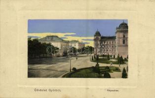 1911 Győr, Pályaudvar, vasútállomás. Nitsmann József kiadása