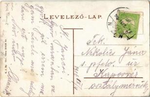 1916 Győr, Vásár tér, férfi locsolócsővel (EK)