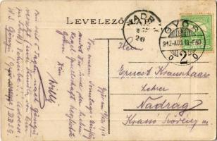 1912 Győr, Széchenyi tér, Fábián Sándor és társa és Simon Ferenc üzlete, lovasszekér. Hermann Izidor...