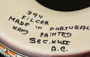 Portugál kerámia füstölő tartó kézzel festett, XVI. sz-i díszítéssel d:17 cm