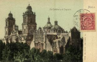 1910 Mexico City, Ciudad de Mexico; La Catedral y el Sagrario / church. TCV card