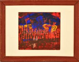 Somlai Vilma (1938-2007): Őszi táj. Tempera, papír, jelzés nélkül, keretben, 27×30 cm