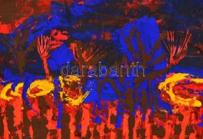 Somlai Vilma (1938-2007): Őszi táj. Tempera, papír, jelzés nélkül, keretben, 27×30 cm