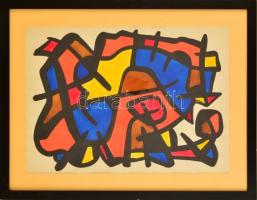 Farkasházy Miklós (1895-1964): Kompozíció.  Vegyes technika, papír, jelzés nélkül, üvegezett keretbe...