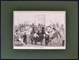 cca 1850 Das Hanslspiel asztali játék. Rézmetszet. 13x22 cm Paszpartuban
