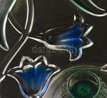 Színezett üveg talpas kínáló tál d: 18 cm