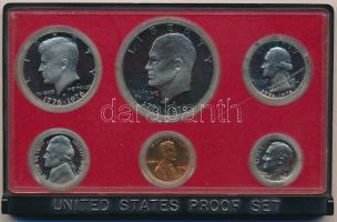 Amerikai Egyesült Államok 1976S. 1c-1$ (6xklf) eredeti tokban (sérült) T:PP USA 1976S. 1 Cent - 1 Dollar (6xdiff) in original case (damaged) C:PP