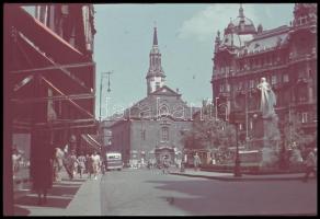 cca 1942 Budapest, Ferenciek tere, vintage színes diapozitív felvétel, 24x36 mm