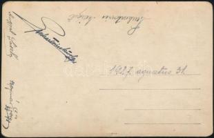 1927. augusztus 31. Üvegpörgetős kerti parti, feliratozott vintage fotólap, 8,8x13,5 cm