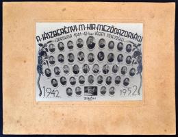 1942 A Jászberényi M. Kir. Mezőgazdasági Szakiskola 1941-42-ben végzett növendékei, tablófotó karton...