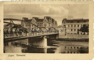 1922 Lugos, Lugoj; Temes híd, bank. Kiadja Schönberg Miksané / Timis river bridge, bank (Rb)
