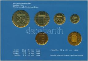 Hollandia 1987. 5c-2 1/2G (5xklf) + "Utrecht" emlékérem forgalmi sor karton dísztokban T:1...