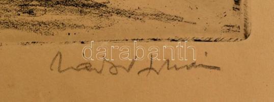 Zádor István (1882-1963): Jegenyék Szigliget felé. Rézkarc, papír, jelzett, 26×38 cm