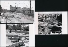cca 1971 Budapest, Moszkva tér, 5 db mai nagyítás + 3 db vintage negatív (a negatívok és papírképek között csak a helyszín közös), 24x36 mm és 10x15 cm