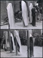 1945 Háborús bűnösök nyilvános kivégzése Budapesten, 6 db mai nagyítás Rózsa György (?-?) budapesti fotóriporter hagyatékából, 15x10 cm
