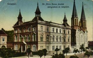 Temesvár, Timisoara; De Notre Dame felsőbb leányiskola, zárda és templom / girls school, nunnery, church (EM)