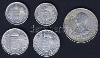 1941-43. 1P (2x) + 2P (2x) + 5P (1x) sarló-kalapács ellenjeggyel T:2,3
