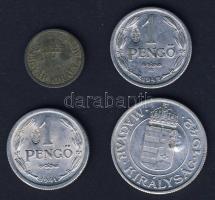 1941-43. 2f (1x) + 1P (2x) + 2P (1x) "Koronás-címeres" ellenjeggyel T:2/3,3 Összesen 4klf db!