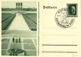 Festpostkarte zum Reichsparteitag / NSDAP German Nazi Party propaganda, swastika; 6 Ga. Adolf Hitler + 1937 Reichsparteitag der NSDAP Nürnberg So. Stpl.