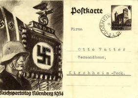 1934 Reichsparteitag Nürnberg / Nuremberg Rally. NSDAP German Nazi Party propaganda, swastika; 6 Ga. (EK)