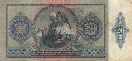 1930-1941. 100P zöld nyilaskeresztes fny-sal + 20P, 50P, 100P zöld "Kerületi Pártvezető Kőszeg&...