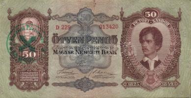 1930-1941. 100P zöld nyilaskeresztes fny-sal + 20P, 50P, 100P zöld "Kerületi Pártvezető Kőszeg&...