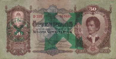 1930-1941. 100P zöld nyilaskeresztes fny-sal + 20P, 50P, 100P zöld "Kerületi Pártvezető Kőszeg&...