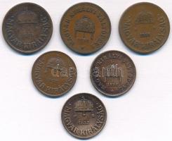1896-1938. 6db-os vegyes magyar fillér tétel T:1-,2,2-