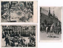 3 db RÉGI irredenta bevonuláskori képeslap Horthyval: 1940. Szatmárnémeti, 1941. Szabadka / 3 pre-1945 postcards from the entry of the Hungarian troops with Horthy: Satu Mare and Subotica