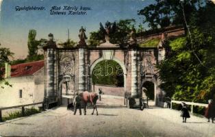 1918 Gyulafehérvár, Karlsburg, Alba Iulia; Alsó Károly kapu, várkapu. Weisz Bernát kiadása / castle gate (EB)