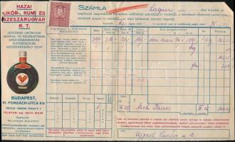 1931 Hazai Likőr-, Rum- és Szeszárugyár Rt. fejléces számlája okmánybélyeggel