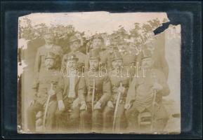 cca 1914 Tábori csendőrők megviselt fotó 9x12 cm