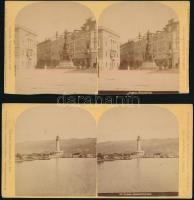 cca 1890-1900 Trieszt, 2 db sztereófotó, 8,5×17,5 cm