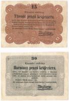 1849. 15kr + 30kr Kossuth bankó T:III