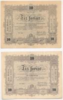 1848. 10Ft Kossuth bankó (2x) egyiknél fordított hátlapi alapnyomat T:II-,III  Adamo G111, G111h