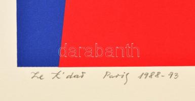 Joseph Kádár (1936-2019): Kompozíció. Szitanyomat, papír, jelzett, számozott (97/100), 55x39 cm