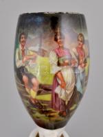 Porcelán pipafej, matricás, jelzés nélkül, kis kopásnyomokkal, h: 13 cm