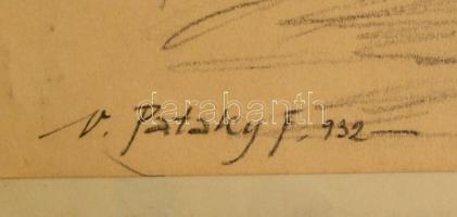 Pataky Ferenc(1897-?): Álló akt vázlat. Ceruza, papír, jelzett, 27×21 cm