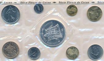 Franciaország 1974. 1c-50Fr (9xklf) forgalmi sor eredeti tokban, közte Ag érme T:1 
France 1974. 1 ...