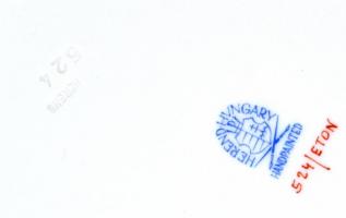 Herendi Eton mintás porcelán lapostányér,  kézzel festett, jelzett, kis kopásnyomokkal, d: 25,5 cm